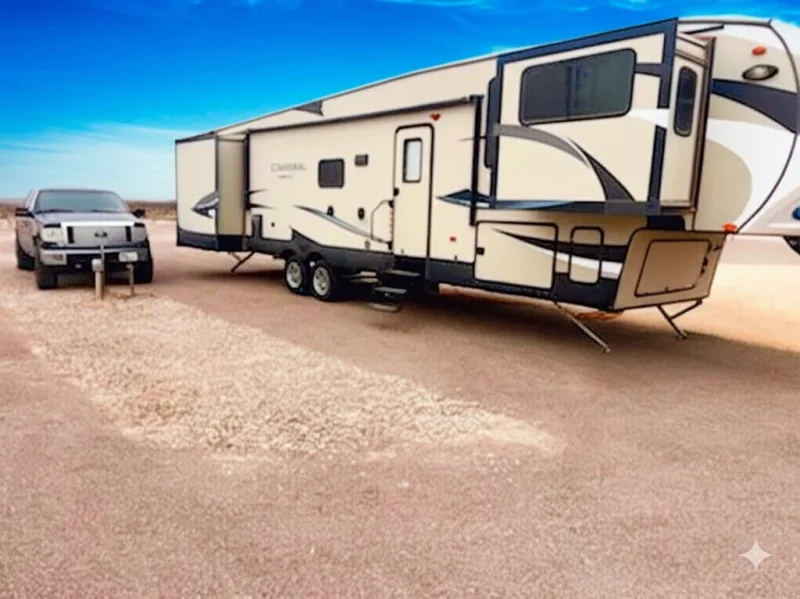 Full-hookup pull-through site at Bobbie's RV Park